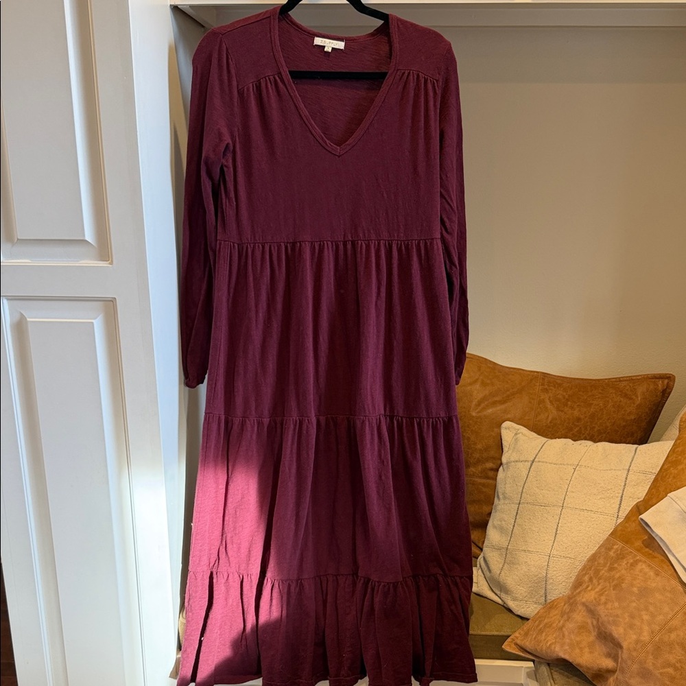 Z Supply Deep Burgundy Long Sleeve Dress